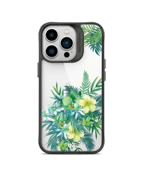 DailyObjects Clear Ferns & Flowers Black Hybrid Clear Phone Case Cover For iPhone 14 Pro