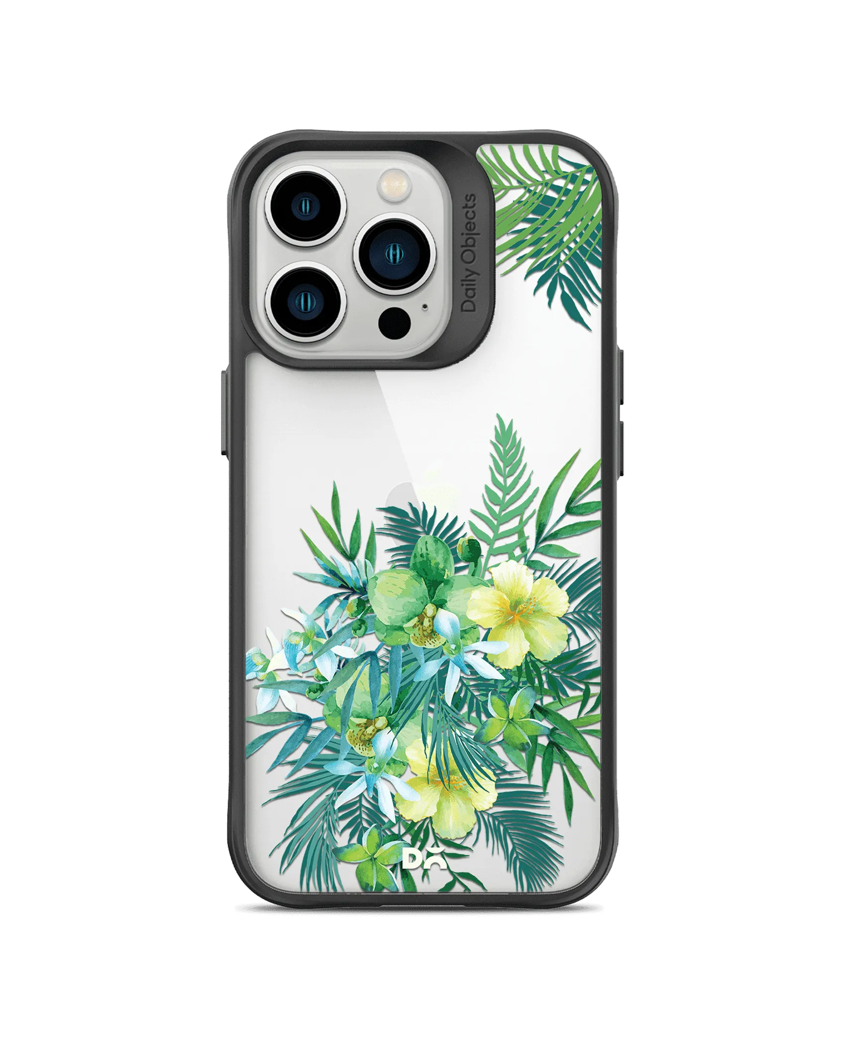 DailyObjects Clear Ferns & Flowers Black Hybrid Clear Phone Case Cover For iPhone 14 Pro