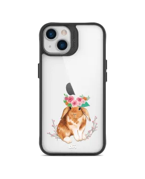 DailyObjects Flower Bunny Black Hybrid Clear Case Cover For iPhone 13 Mini