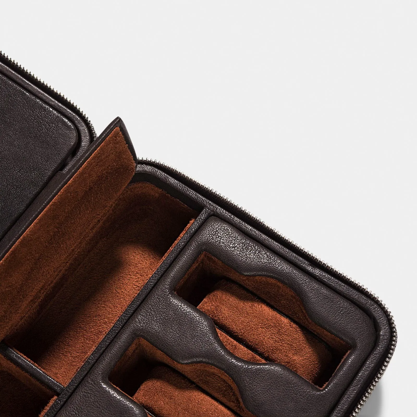 Dark Brown Cognac Luxury Leather Watch Box by JPM