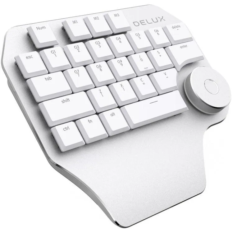 DELUX T11 Compact 29-Key One-Handed Mechanical Keyboard with Voice Recognition - Silver