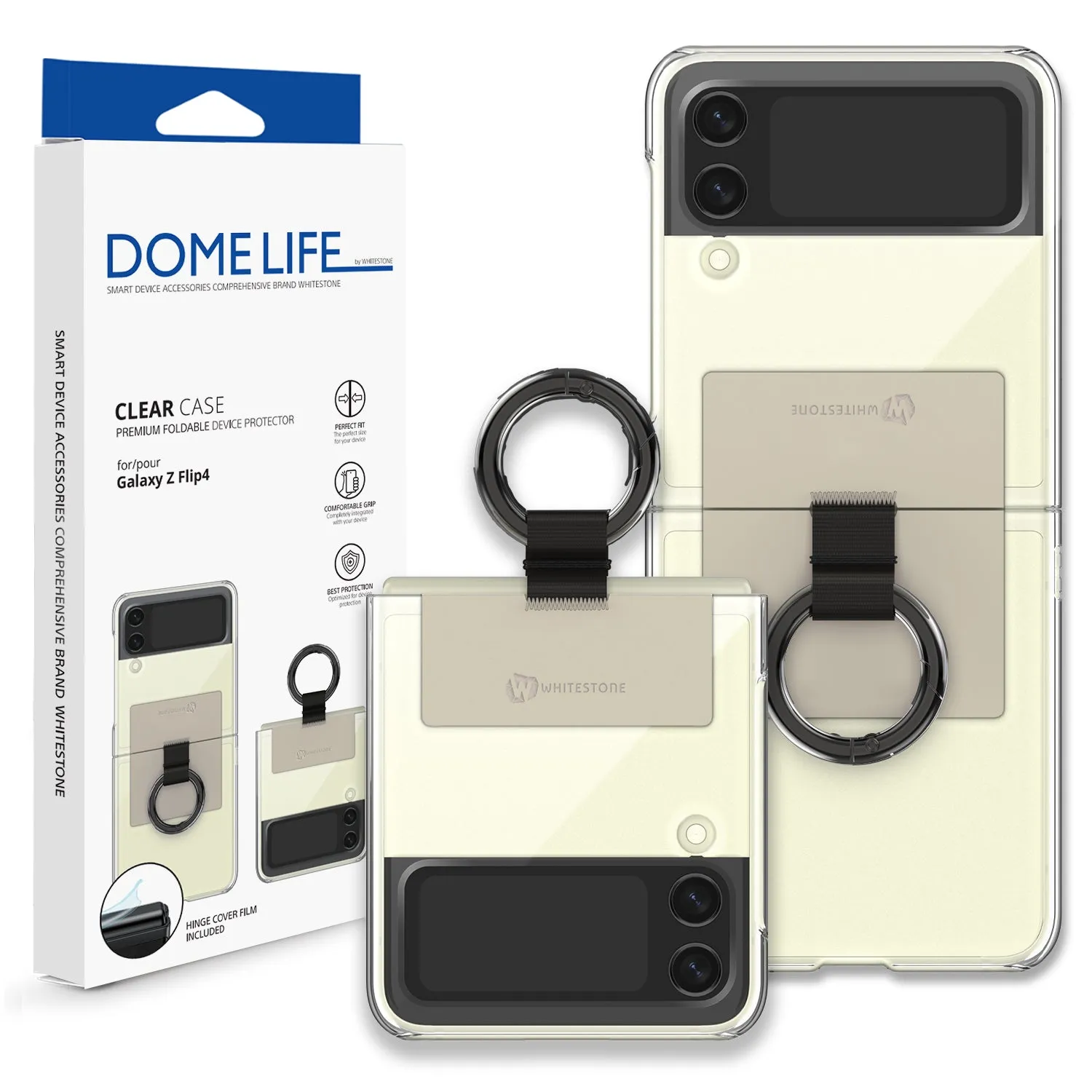 [Dome Case] Samsung Galaxy Z Flip 4 Clear Case with Ring