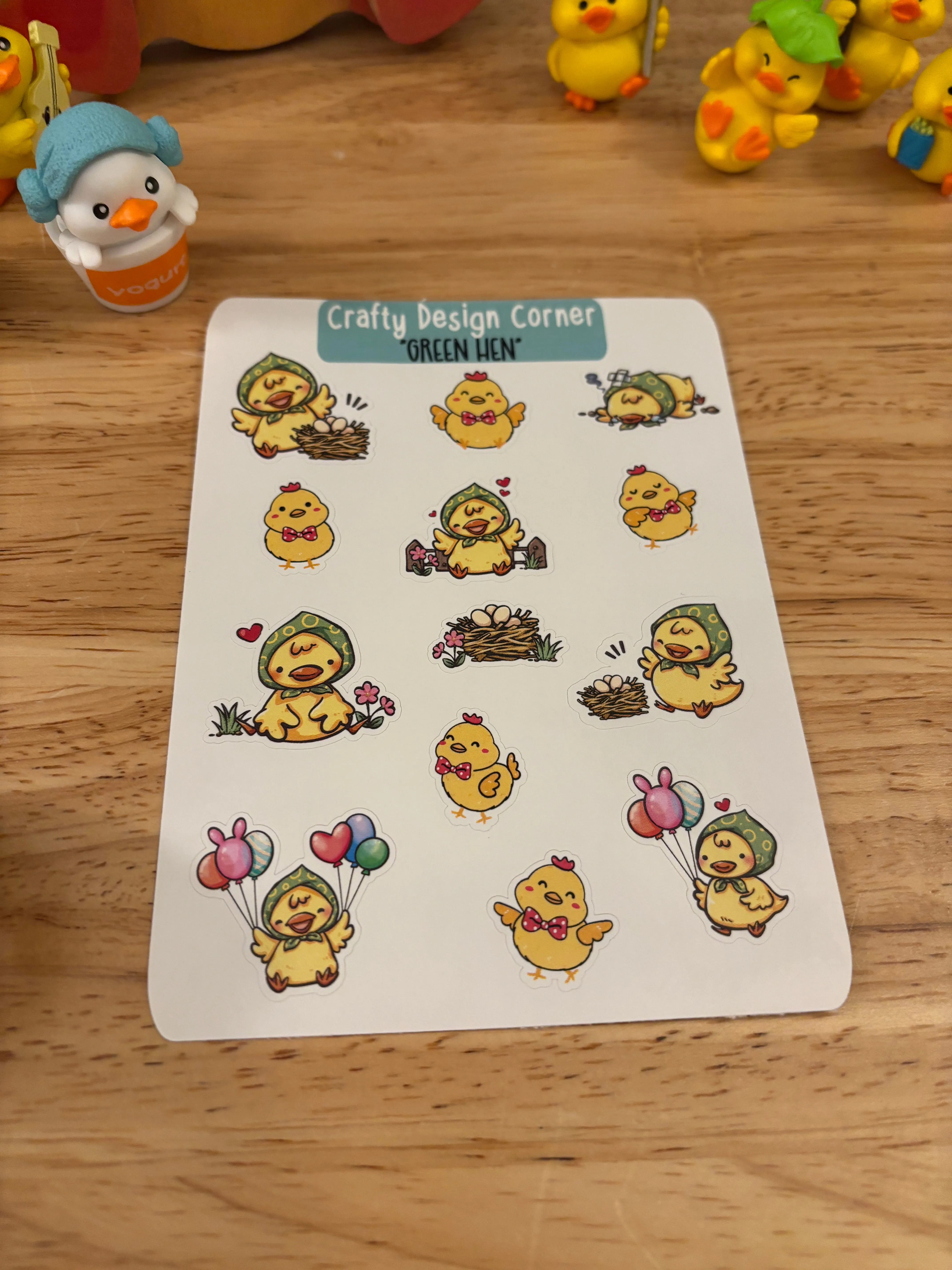 Duck Stand Bundle comes with Cute Sticker Sheet and cute figurine