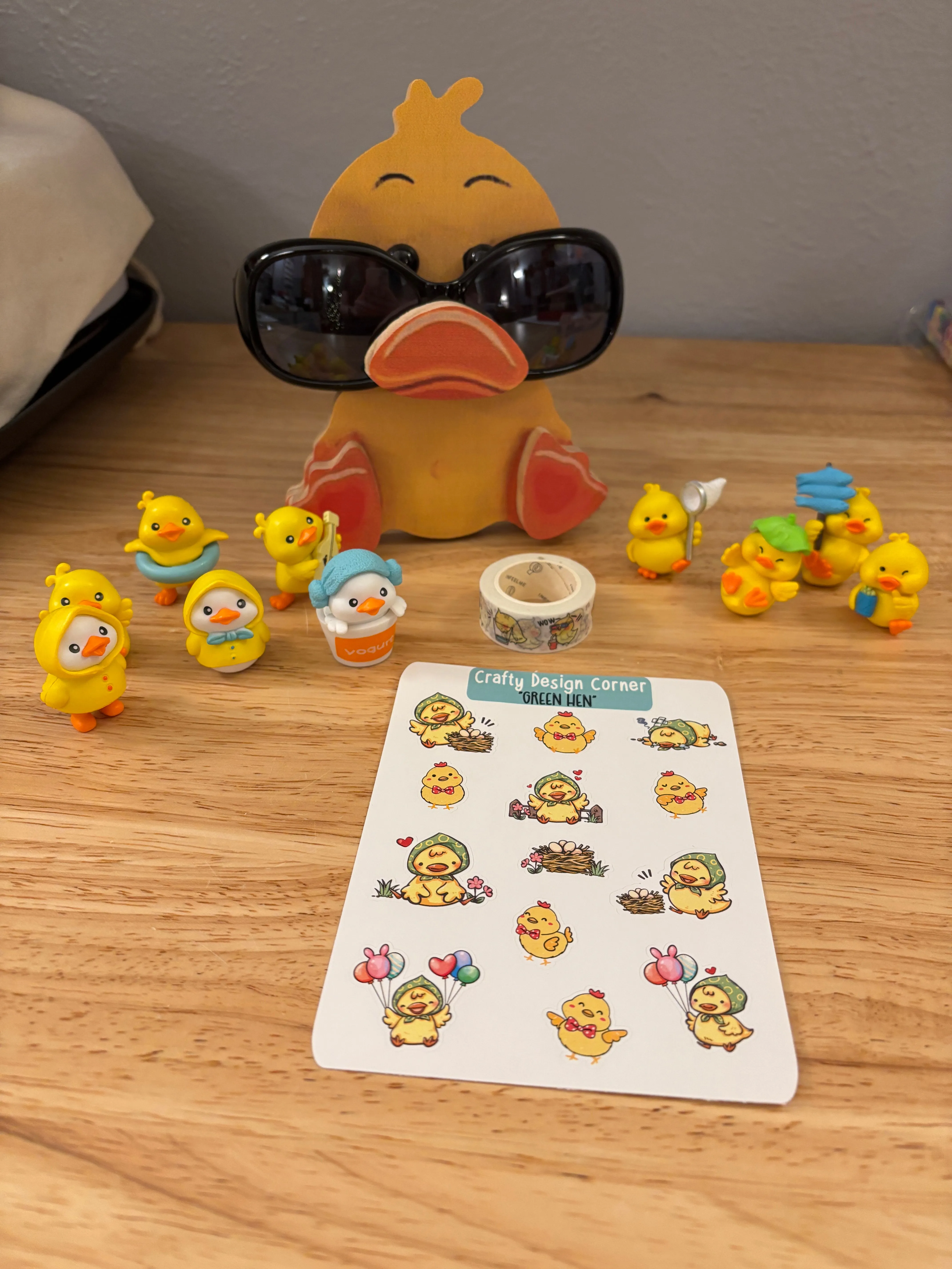 Duck Stand Bundle comes with Cute Sticker Sheet and cute figurine