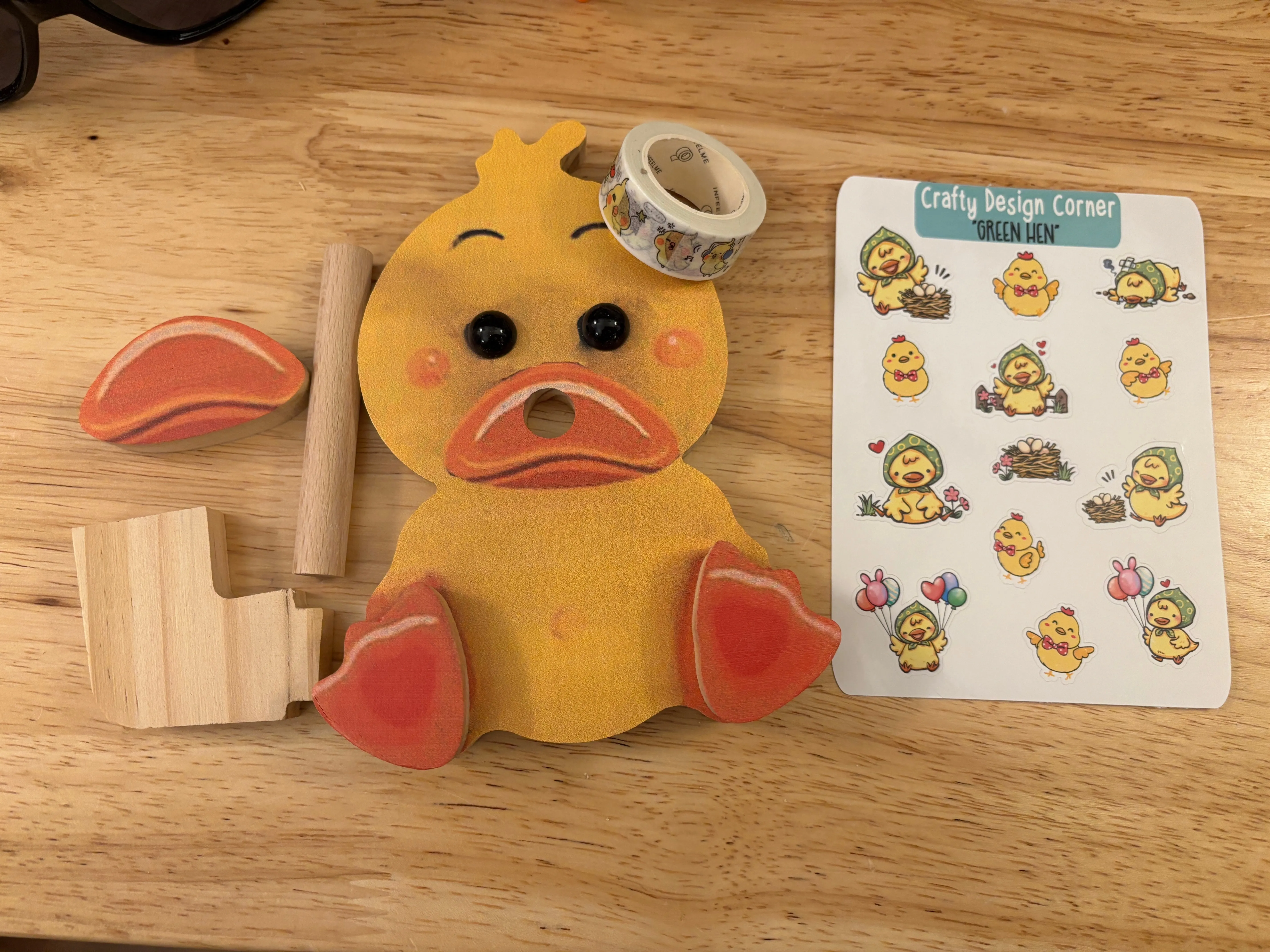 Duck Stand Bundle comes with Cute Sticker Sheet and cute figurine