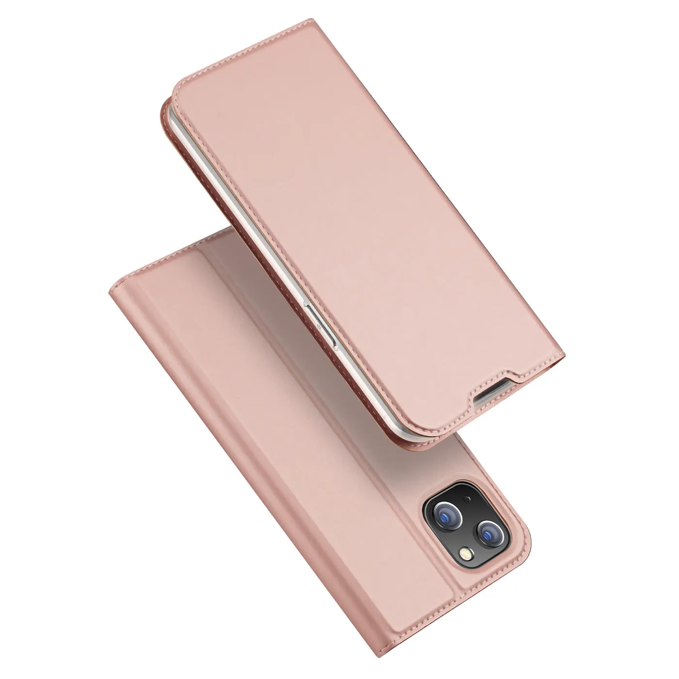 DUX DUCIS Skin Pro Faux Leather Wallet Flip Case for Apple iPhone 14 Plus - Rose Gold