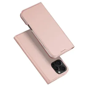 DUX DUCIS Skin Pro Faux Leather Wallet Flip Case for Apple iPhone 16 Pro - Rose Gold