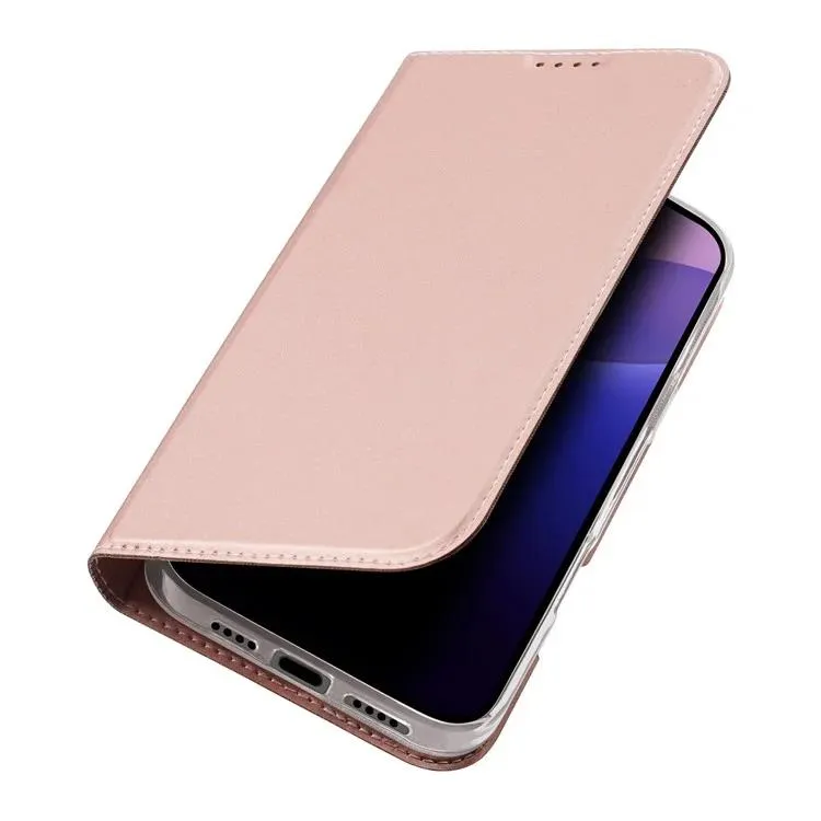 DUX DUCIS Skin Pro Faux Leather Wallet Flip Case for Apple iPhone 16 Pro - Rose Gold