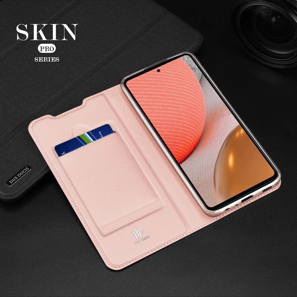 DUX DUCIS Skin Pro Faux Leather Wallet Flip Case for Samsung Galaxy A72 / A72 5G - Rose Gold