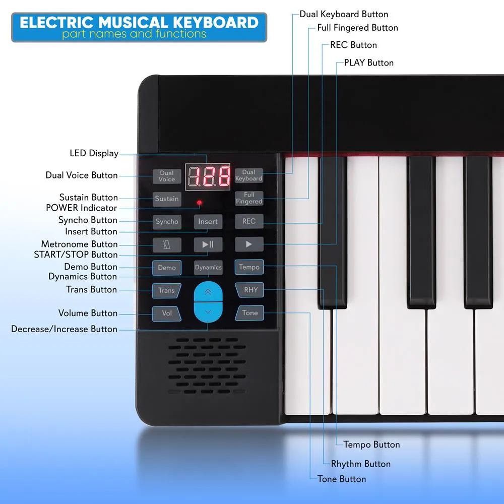 Electric Musical Piano Keyboard - Portable And Foldable Electronic Piano Keyboard With 88 Standard Keys And 129 Tones