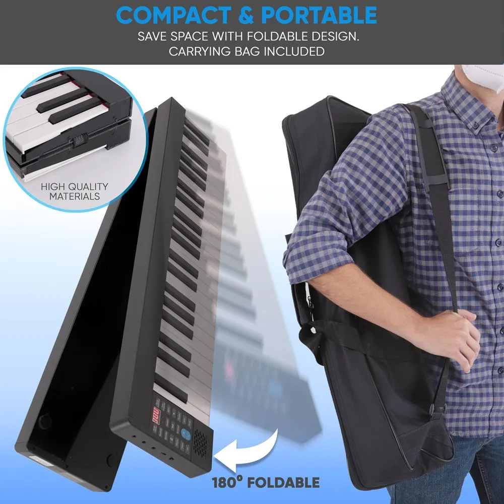 Electric Musical Piano Keyboard - Portable And Foldable Electronic Piano Keyboard With 88 Standard Keys And 129 Tones