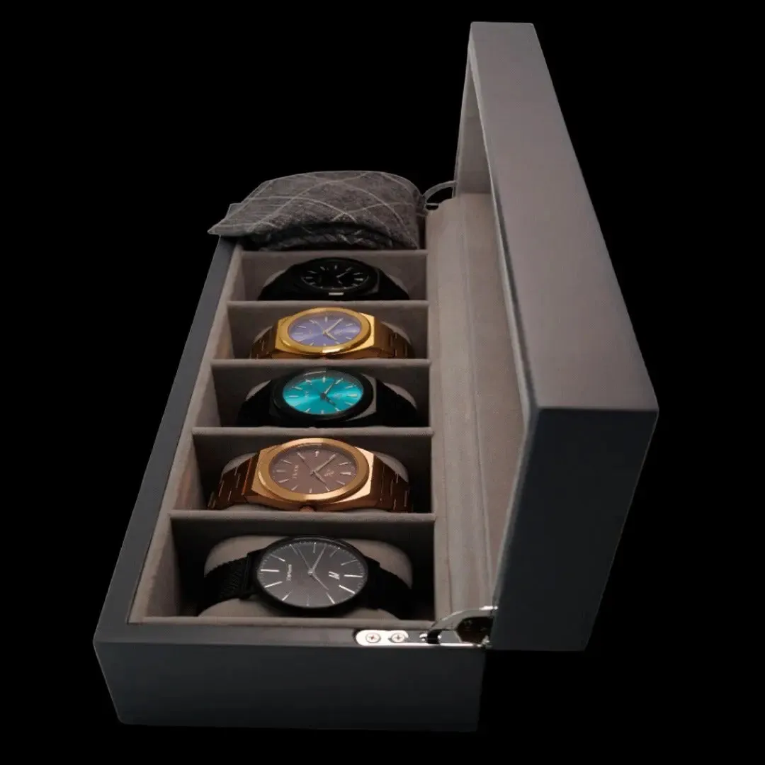 Elite Collectors Six Slot Watch Box Display Case In Grey Lacquer