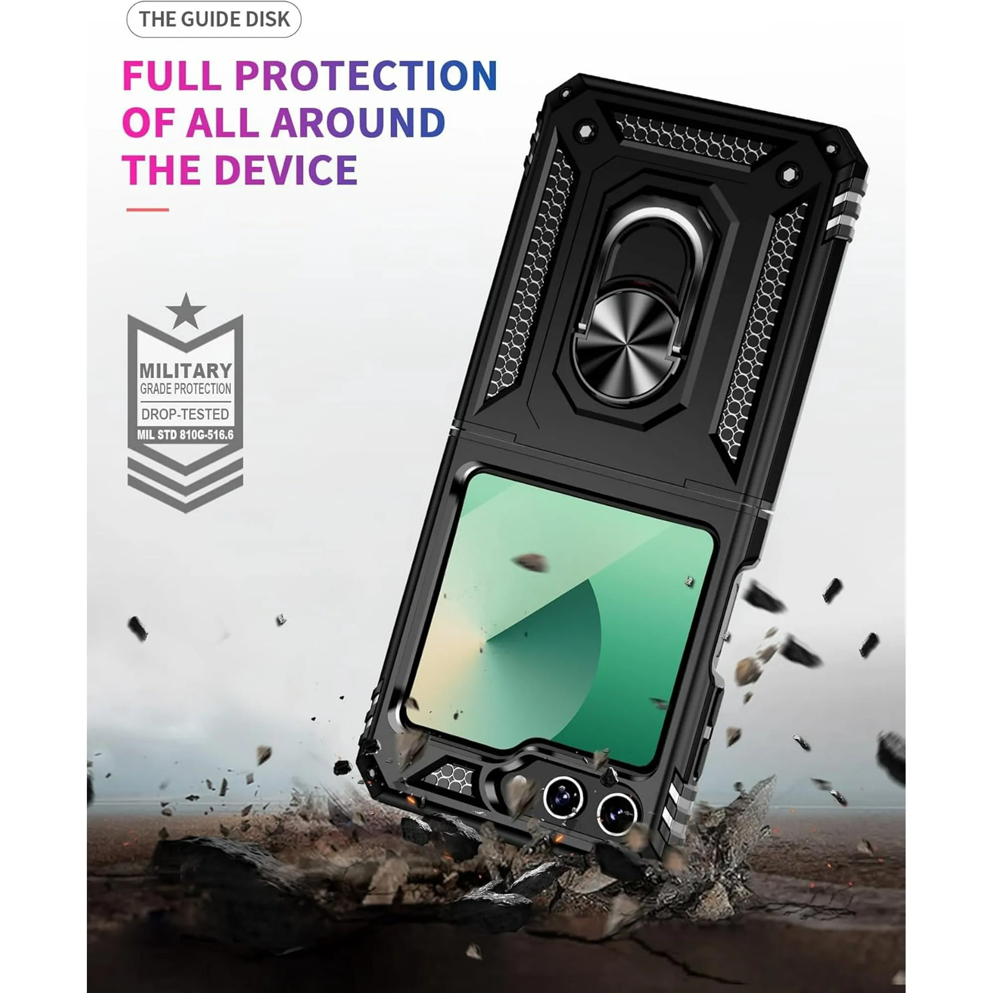 Entronix Samsung Galaxy Z Flip 6 Case - Guard Ring Holder, Dual Layer Protection