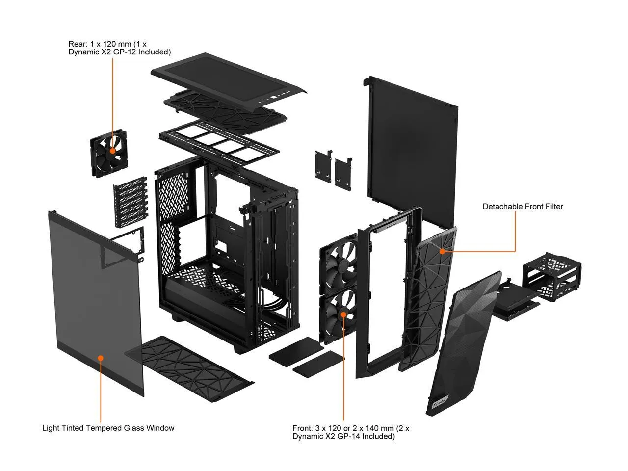 Fractal Design Meshify 2 Compact Light Black Tempered Glass ATX Case FD-C-MES2C-03