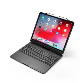 FULAIKATE iPad Pro 12.9 2018 Rotate Bluetooth Wireless Keyboard Foldable Clamshell Pen Slot