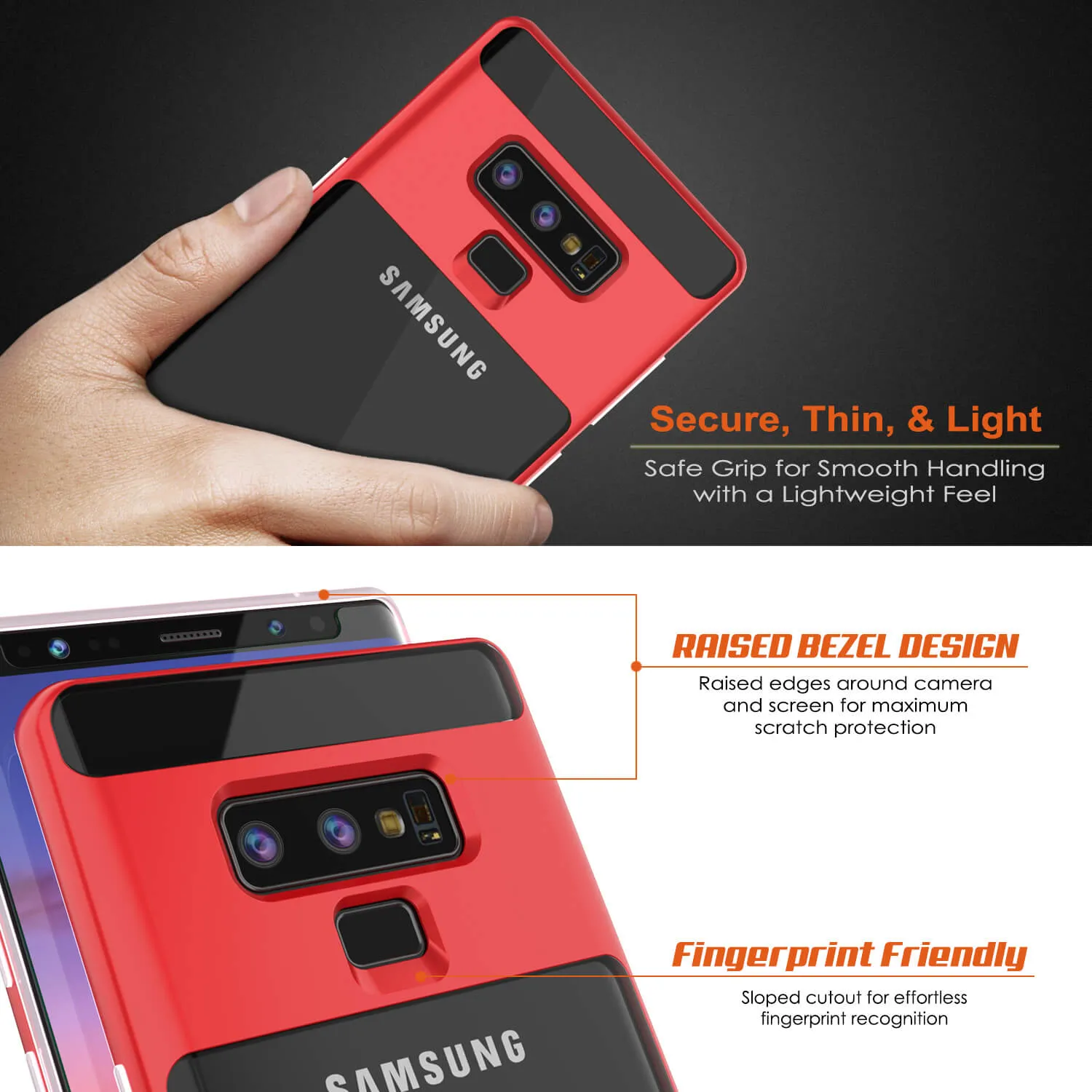 Galaxy Note 9 Lucid 3.0 PunkCase Armor Cover w/Integrated Kickstand and Screen Protector [Red]