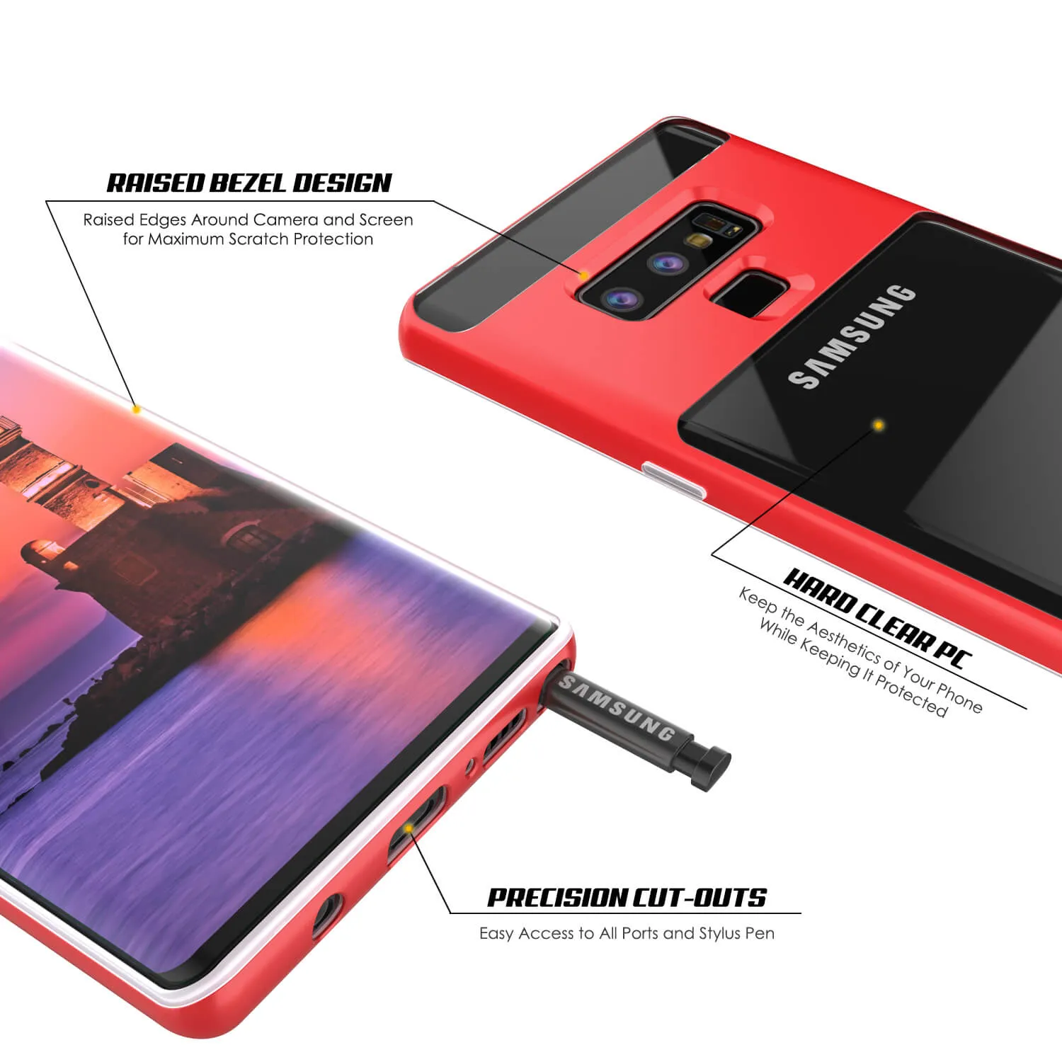 Galaxy Note 9 Lucid 3.0 PunkCase Armor Cover w/Integrated Kickstand and Screen Protector [Red]