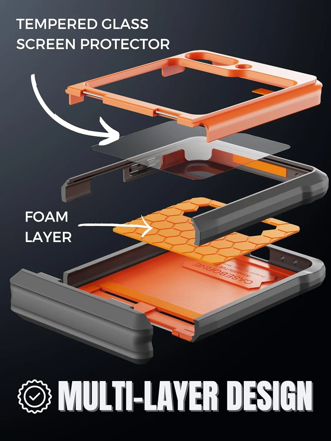 Galaxy Z Flip 5 Case - Military Grade with Hinge Protection & Tempered Glass Screen Protector