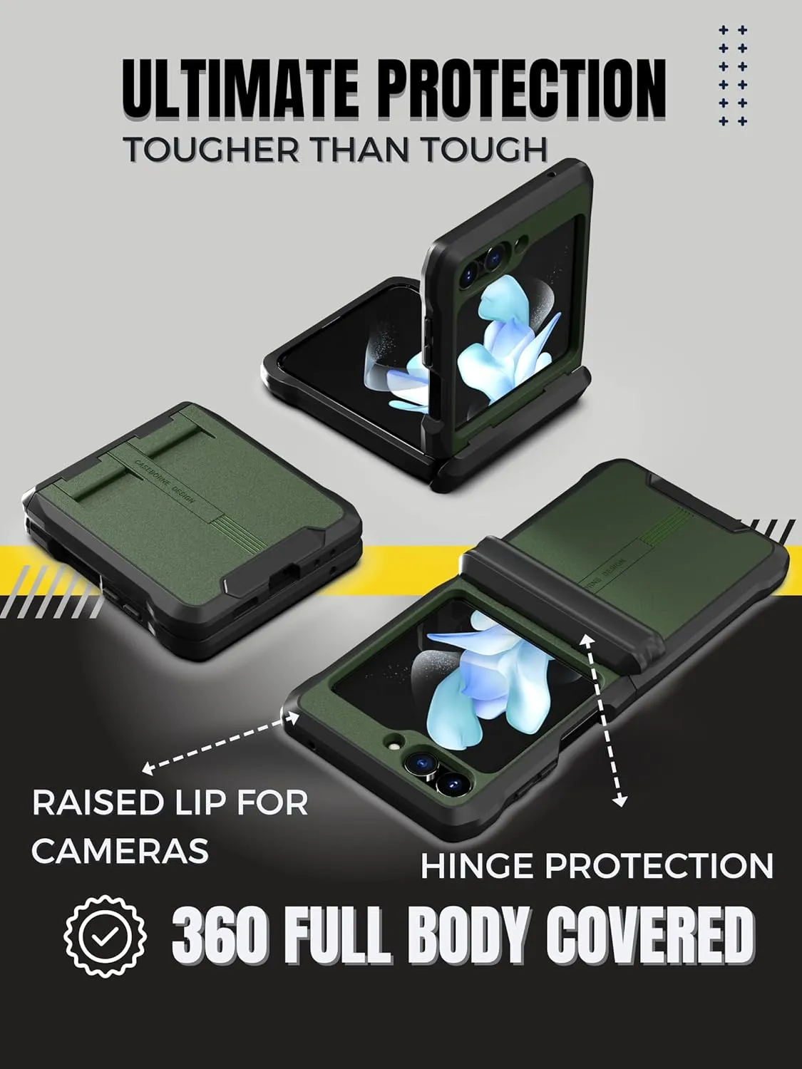 Galaxy Z Flip 5 Case - Military Grade with Hinge Protection & Tempered Glass Screen Protector