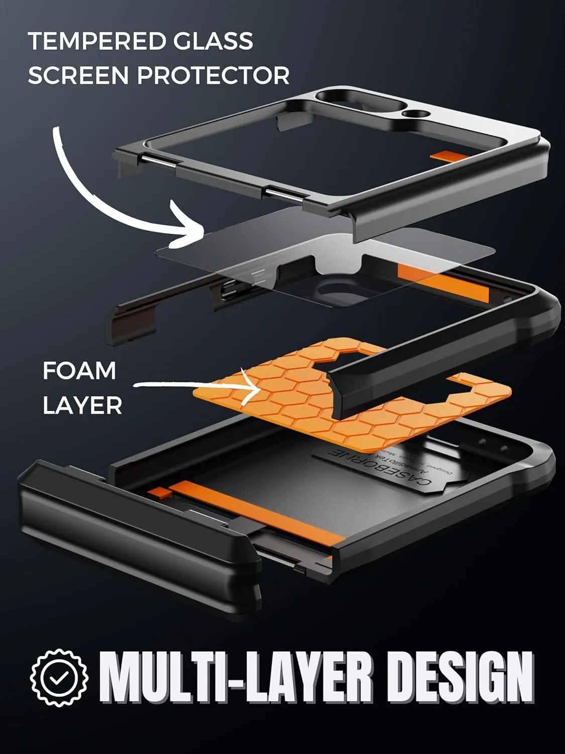 Galaxy Z Flip 5 Case - Military Grade with Hinge Protection & Tempered Glass Screen Protector