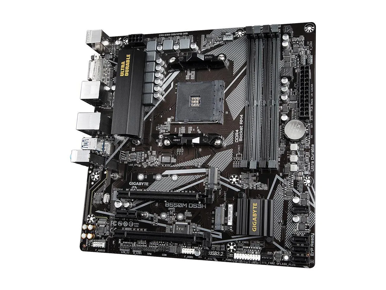 GIGABYTE B550M DS3H (AM4 AMD/B550/Micro ATX/Dual M.2/SATA 6Gb/s/USB 3.2 Gen 1/PCIe 4.0/HMDI/DVI/DDR4/Motherboard)