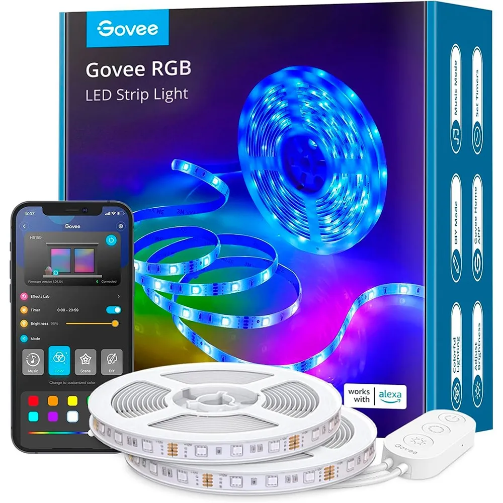 Govee RGB Smart Wi-Fi   Bluetooth LED Strip Lights - 2x5m - Hvid