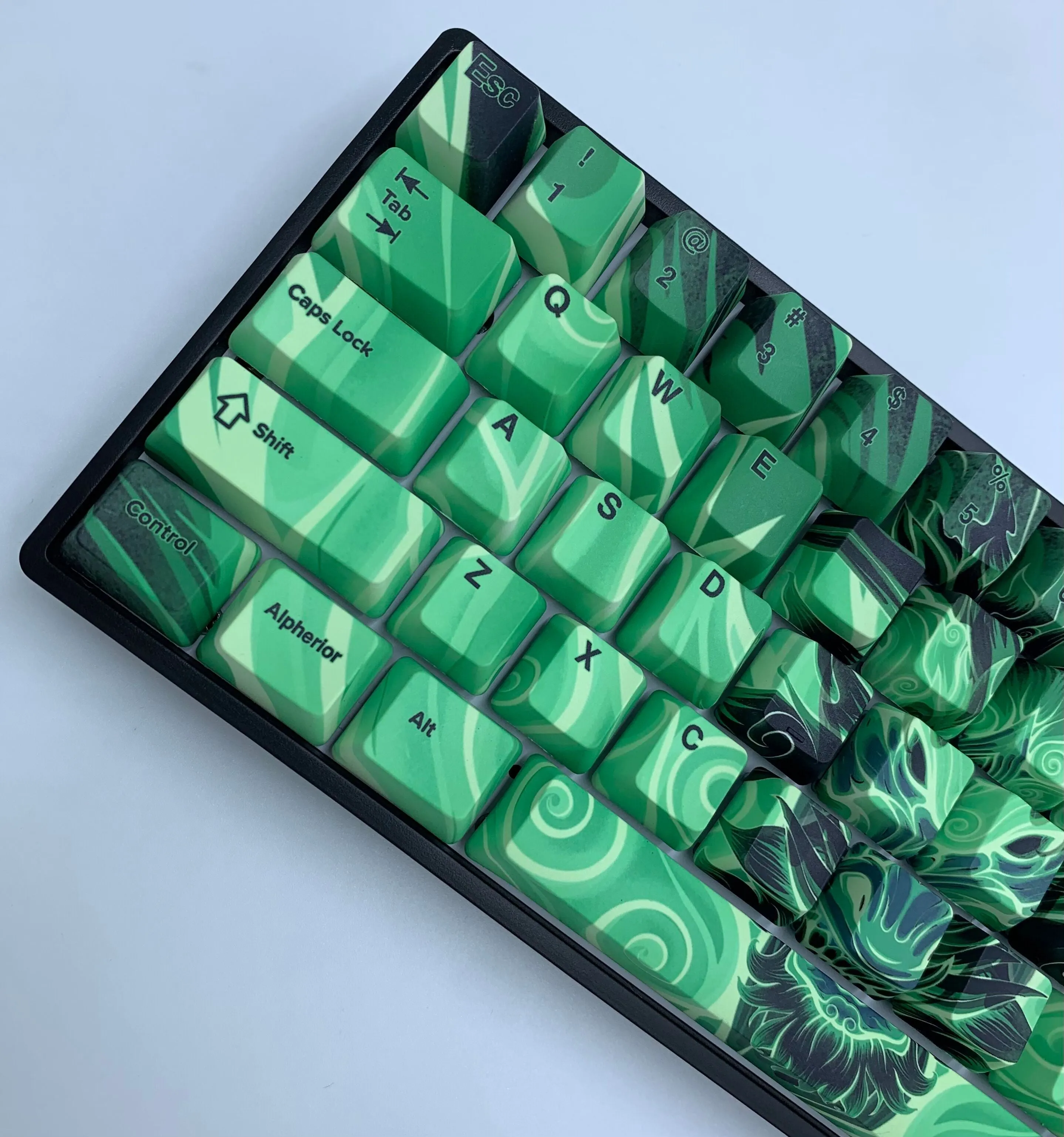 Hayabusa 60% Keyboard - Green Liquid Oni Dragon