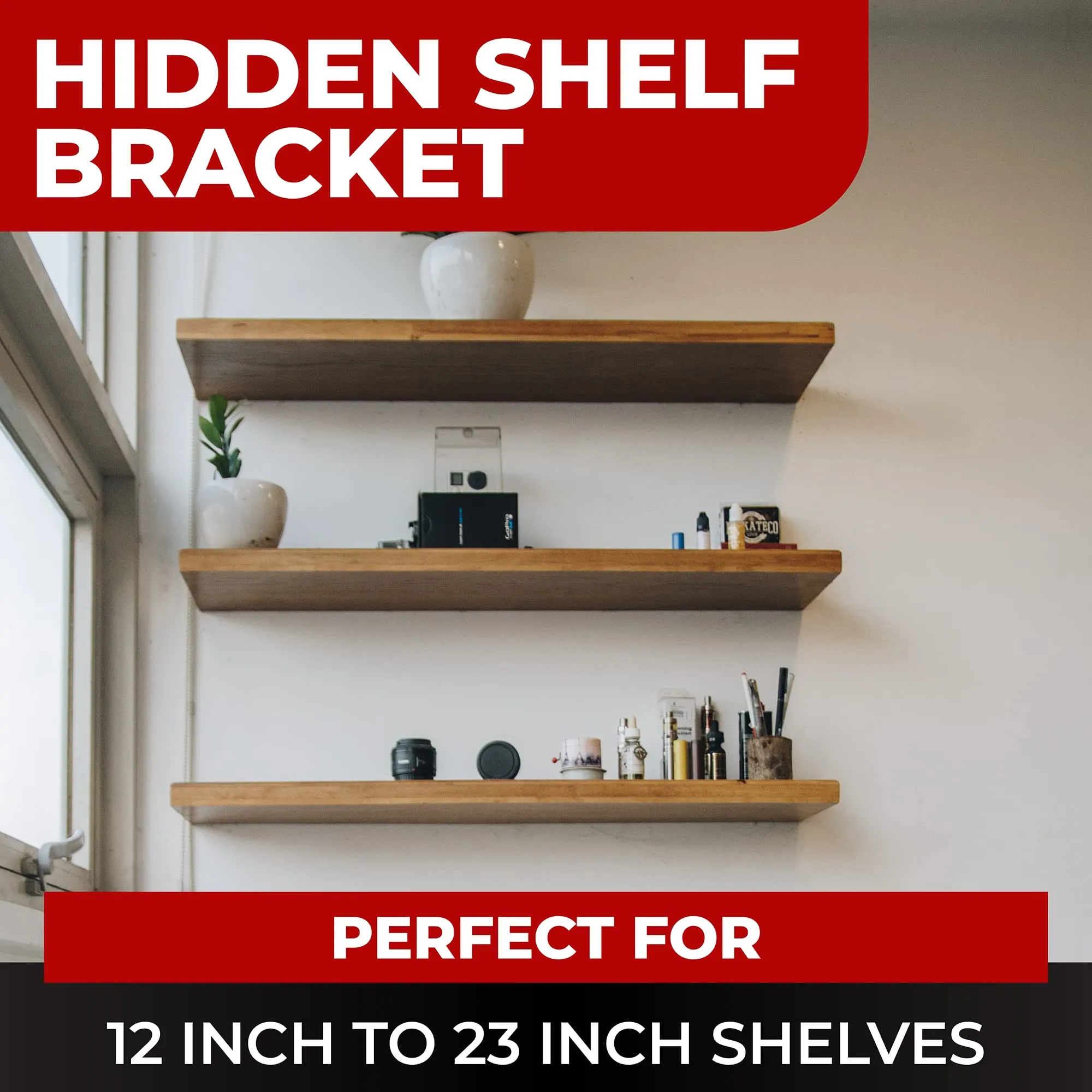 Heavy Duty Black Floating Shelf Brackets 6 Inch