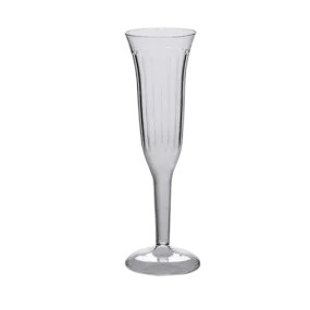 Heavy Weight Clear 1-Piece Plastic Champagne Flute 5 oz. - 96/Case