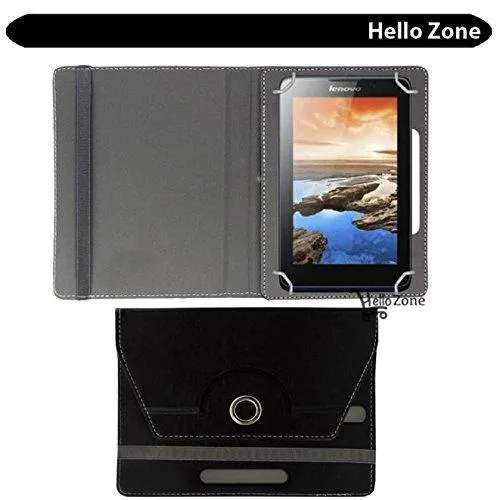 Hello Zone Exclusive 360° Rotating 7" Inch Flip Case Cover Book Cover for Micromax Canvas Tab P701 -Black