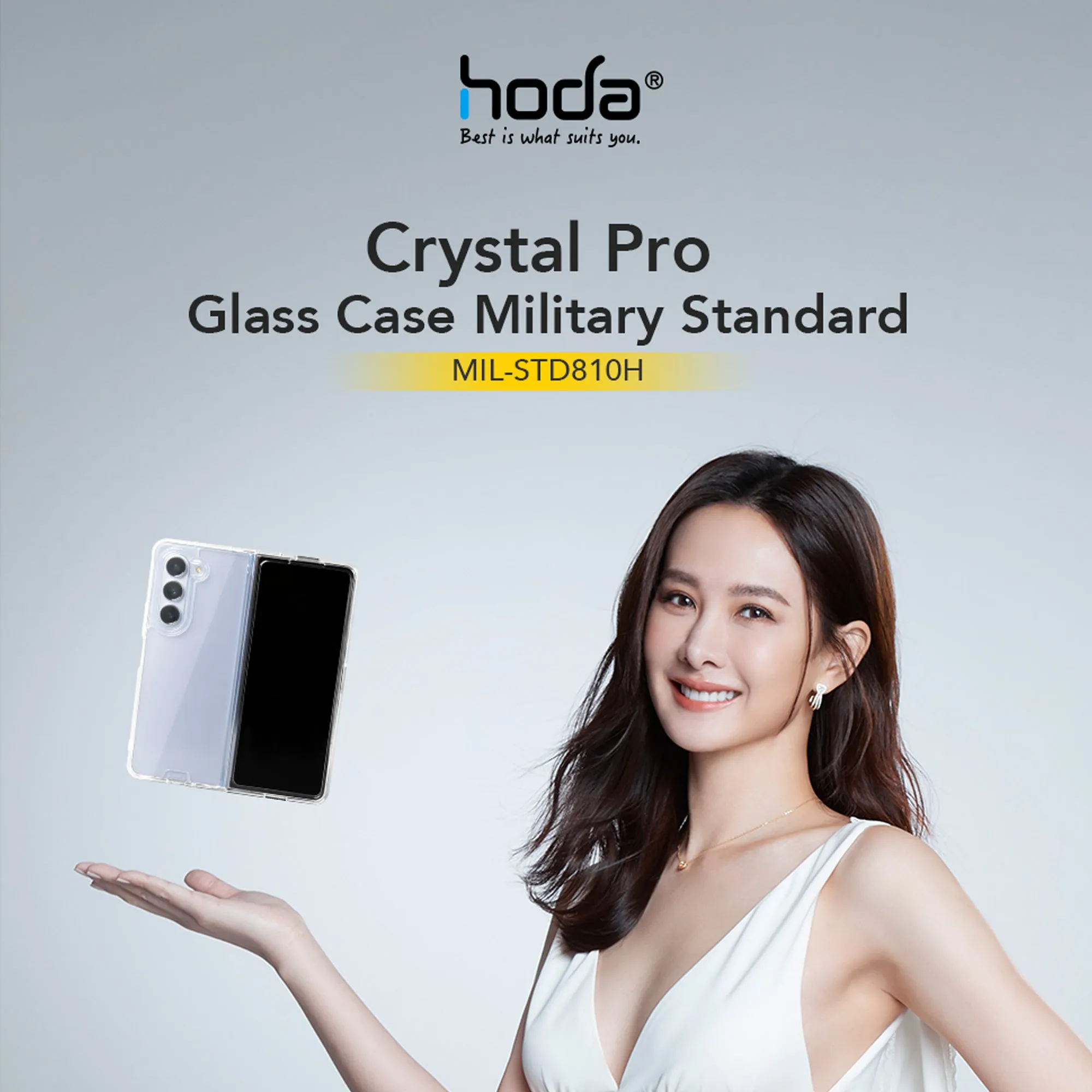 Hoda Crystal Pro Glass Case Military Standard for Samsung Z Flip 5 / Z Fold 5 - Clear