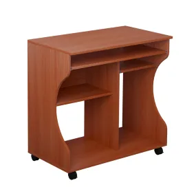 HOMCOM Movable Computer Desk - Compact Workstation with Keyboard Tray & Storage Shelves on Wheels - Ideal for Home Office & Study - 80x48x76cm