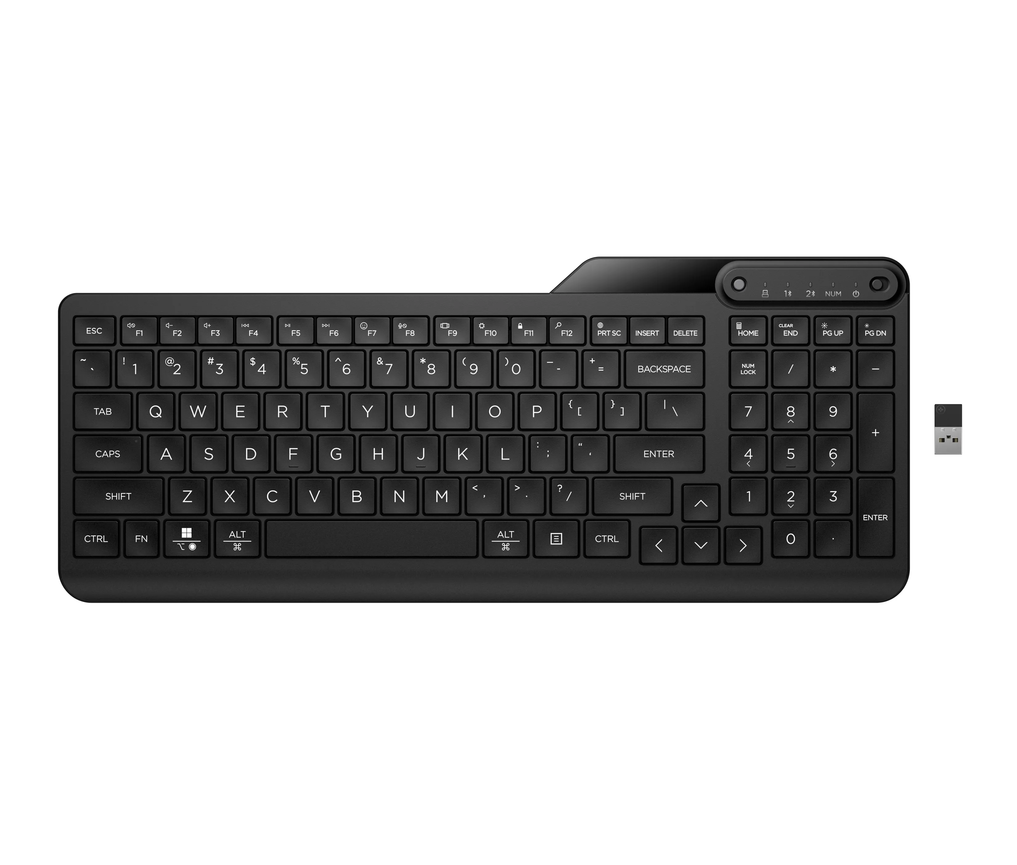 Hp 475 - Keyboard - Dual-Mode, Multi-Device, Compact, 2-Zone Layout, Low Profile Key Travel, 12 Programmable Buttons - W