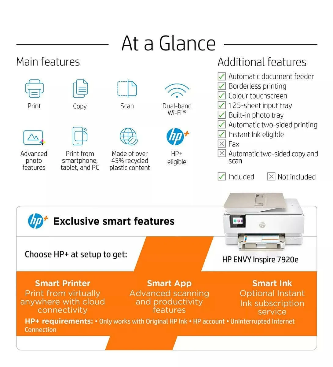 HP ENVY Inspire 7220e All-in-One Wireless Printer, HP  Enabled & HP Instant Ink- Clearance