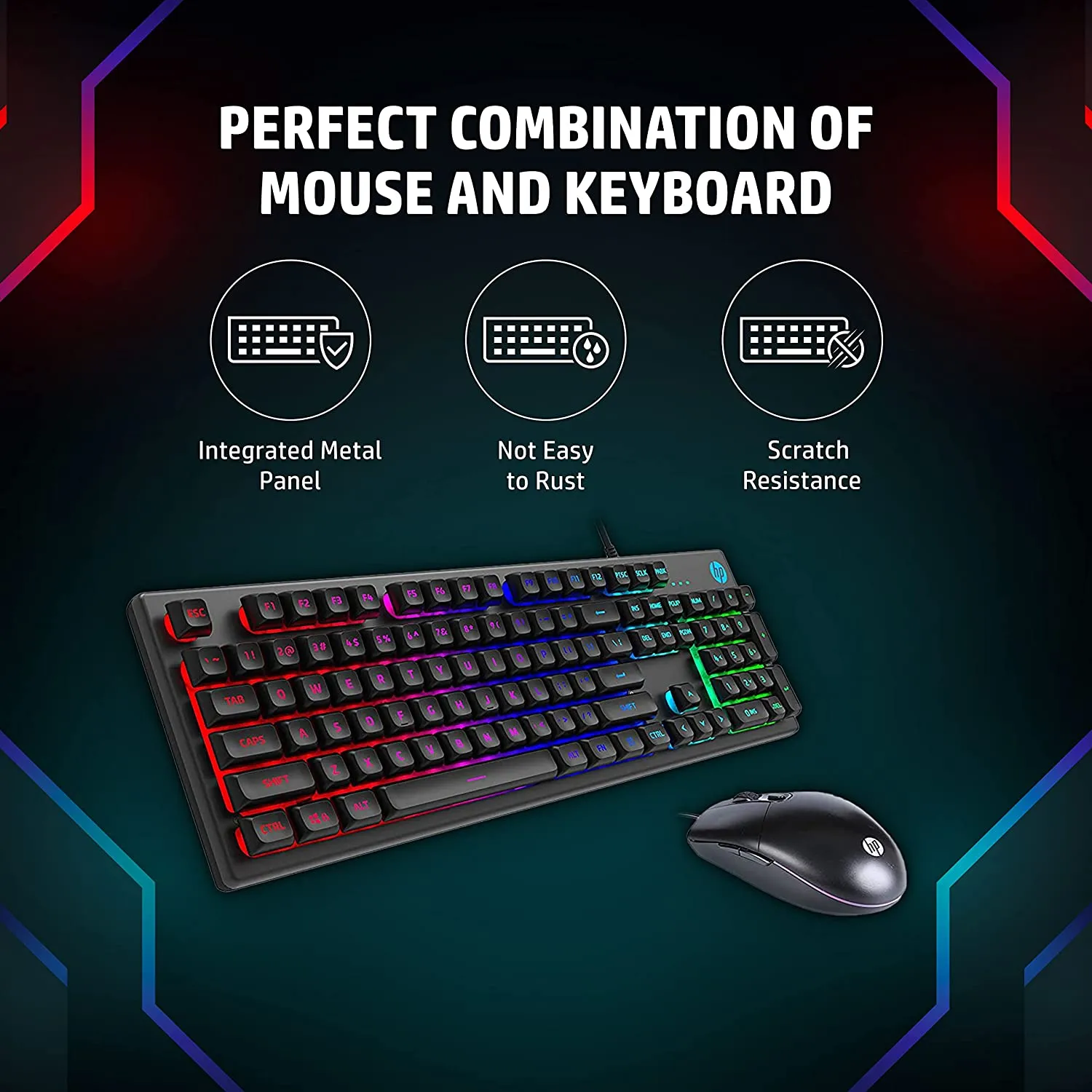 HP KM300F Wired USB RGB Gaming Keyboard and Mouse