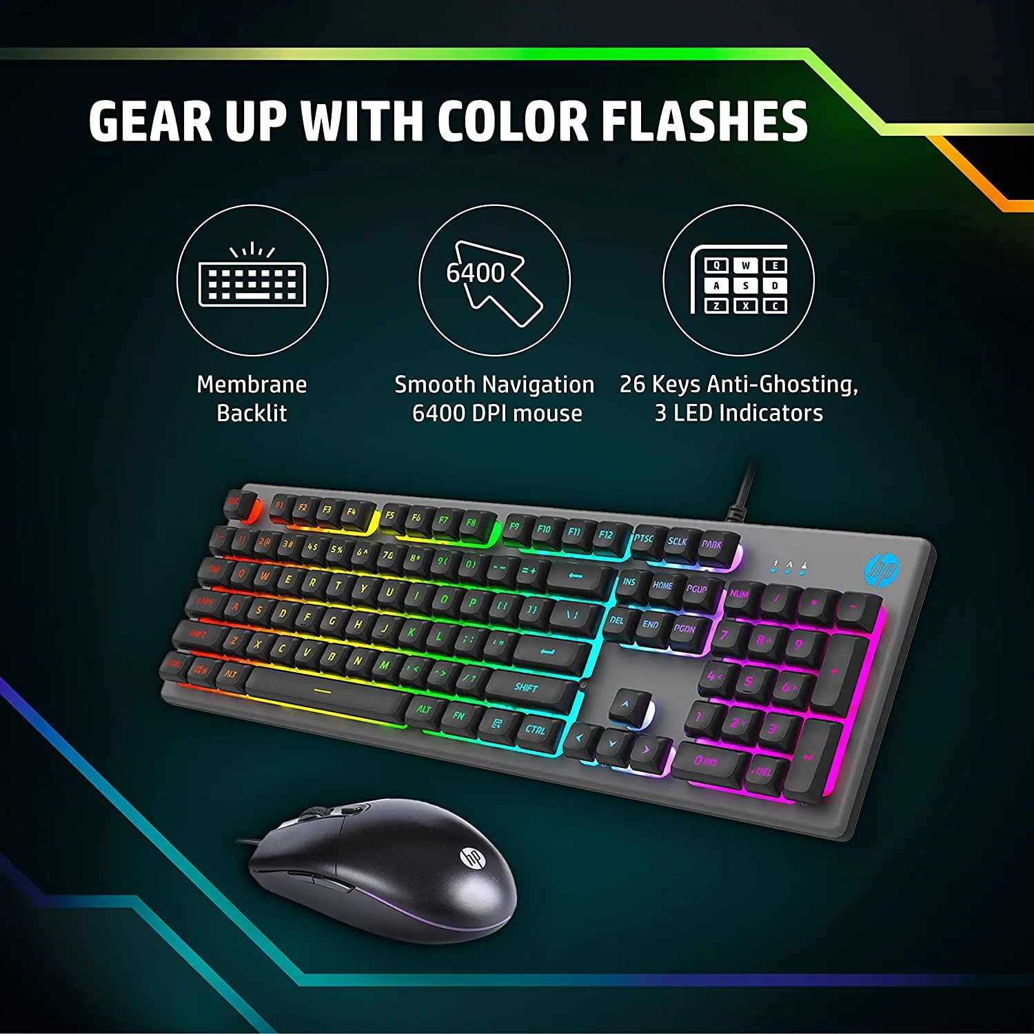 HP KM300F Wired USB RGB Gaming Keyboard and Mouse