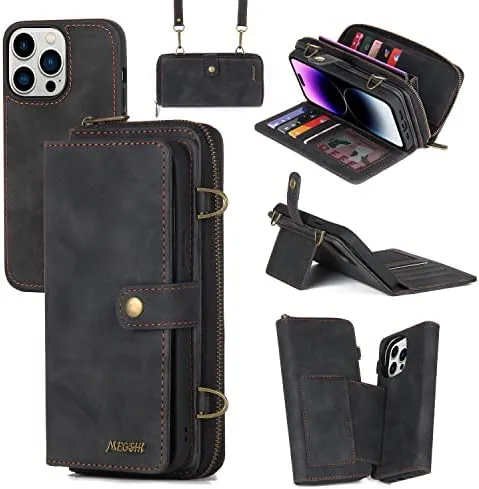 iPhone 14 Pro Max Wallet Case, Wallet Case Holder Phone Case Black