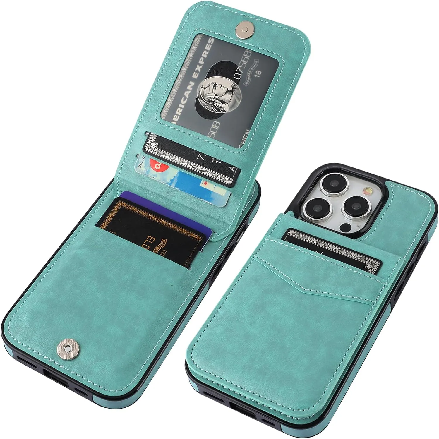 iPhone 15 Pro Case Wallet Credit Card Holder Heavy Duty Protective Cover