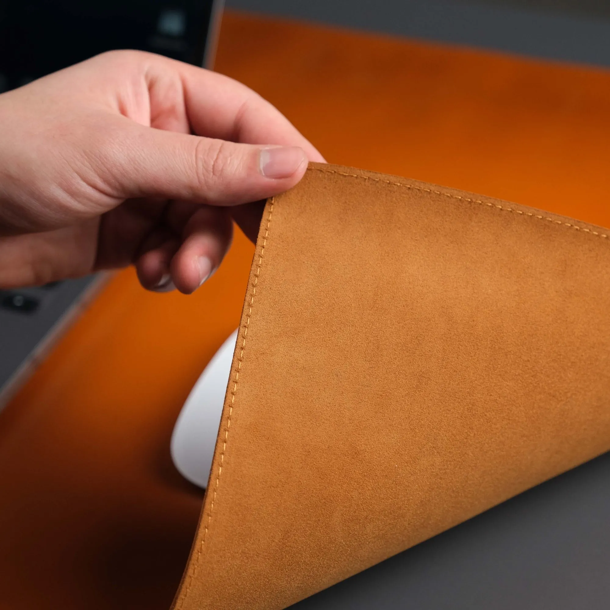 Jersey Tan Leather Desk Pad for Office and Home