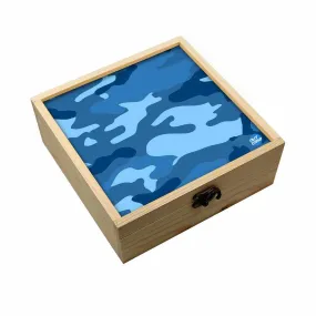 Jewellery Box Wooden Jewelry Organizer -  Blue Army Camouflage