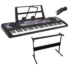 Keyboard Piano with Microphone & Music Stand and Piano Stand