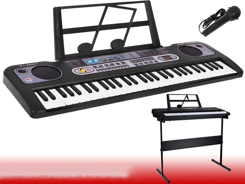 Keyboard Piano with Microphone & Music Stand and Piano Stand