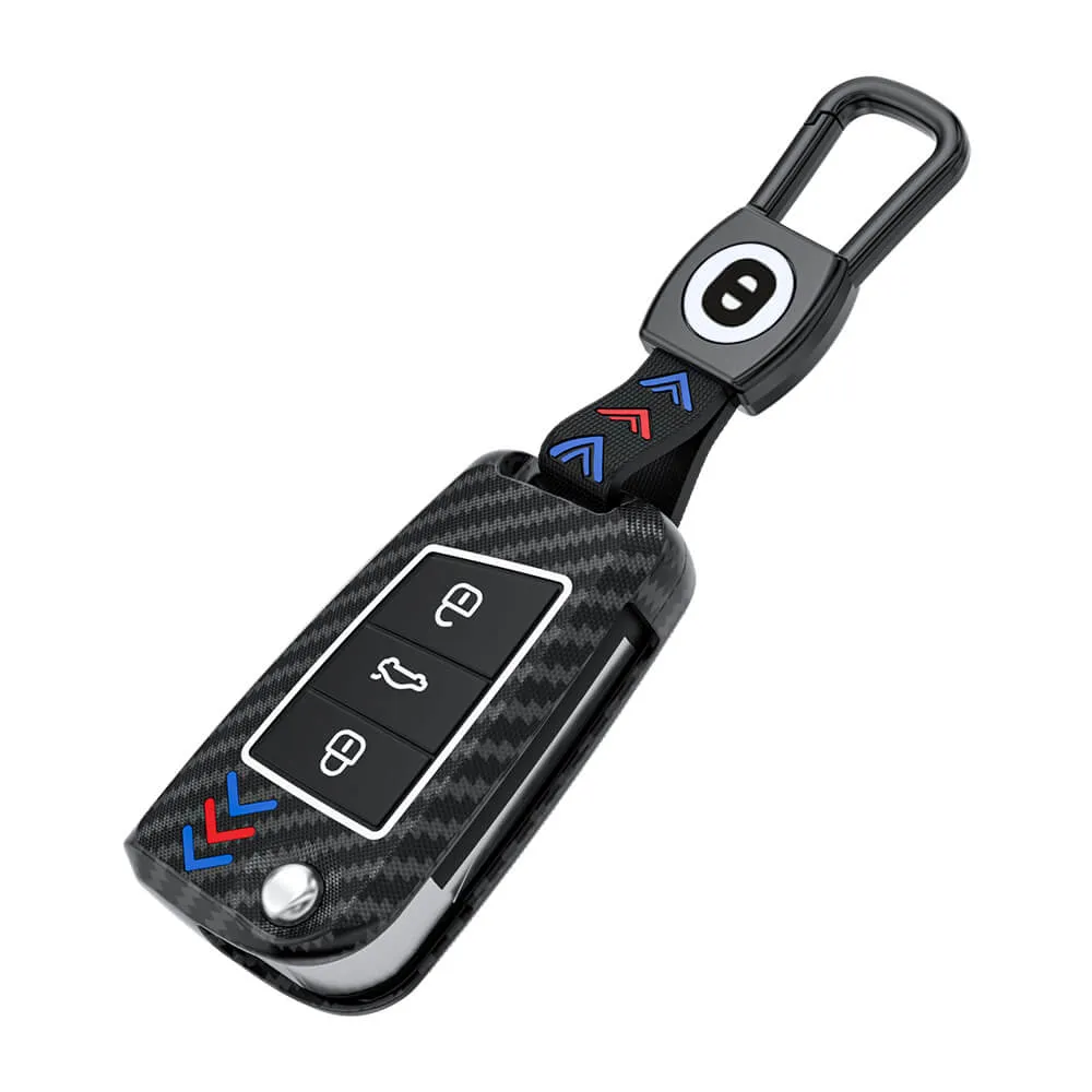 Keyzone ABS key cover for Virtus, Tiguan, T-Roc, Taigun, Jetta 3 Button Flip Key (ABS44_vw)