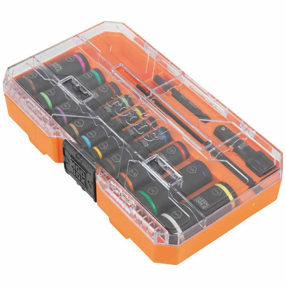 Klein Tools 65239 KNECT Flip Impact Socket Set, SAE and Metric, 13-Piece