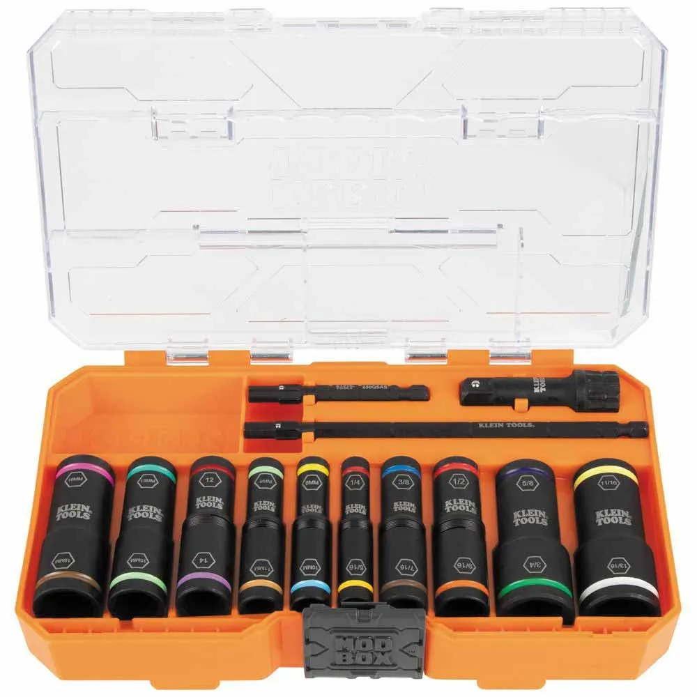 Klein Tools 65239 KNECT Flip Impact Socket Set, SAE and Metric, 13-Piece