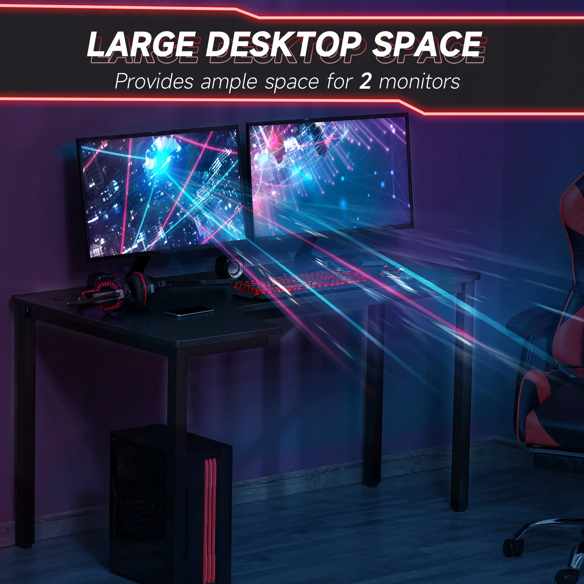 L-Shaped Corner Desk Computer Workstation PC Gaming Desk 145 x 81 x 76cm Right