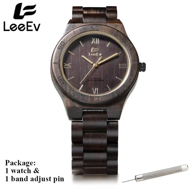 LeeEv Mens Watches Fashion All Zebra Wood Quartz Watch for Male Casual relojes homme Luminous Pointer Wristwatches EV1918