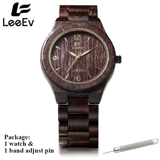 LeeEv Mens Watches Fashion All Zebra Wood Quartz Watch for Male Casual relojes homme Luminous Pointer Wristwatches EV1918