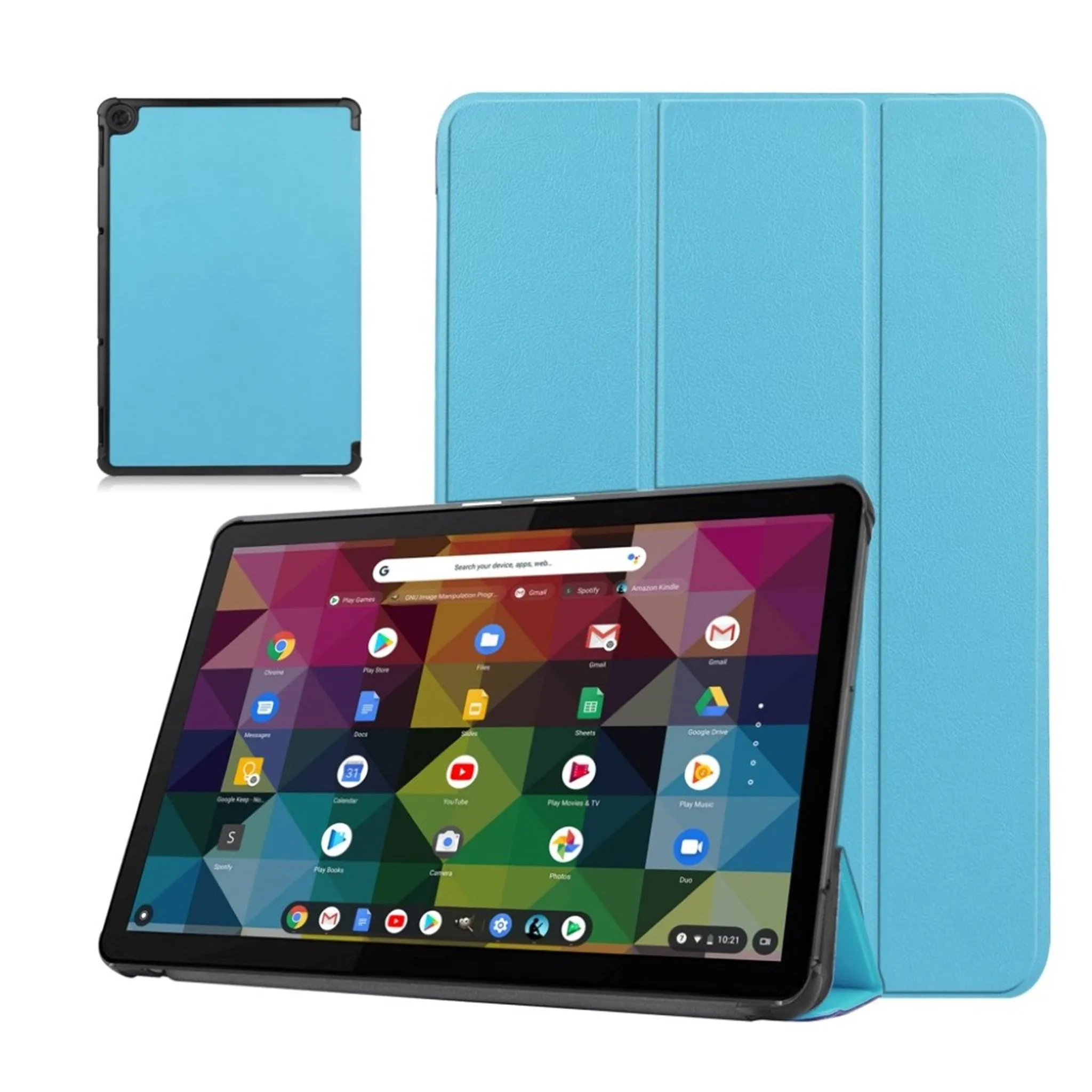 Lenovo Chromebook Duet litchi leather flip case - Baby Blue