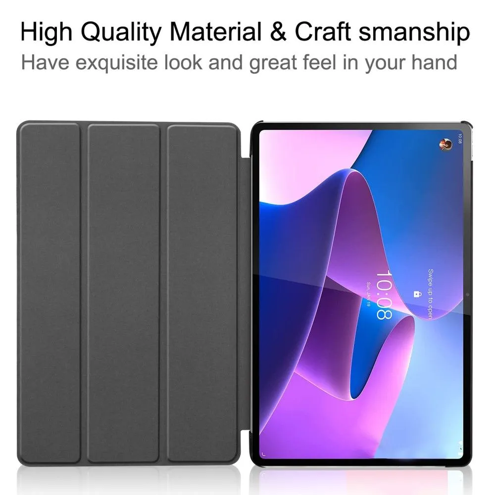 Lenovo Tab P12 Pro tri-fold leather flip case - Grey